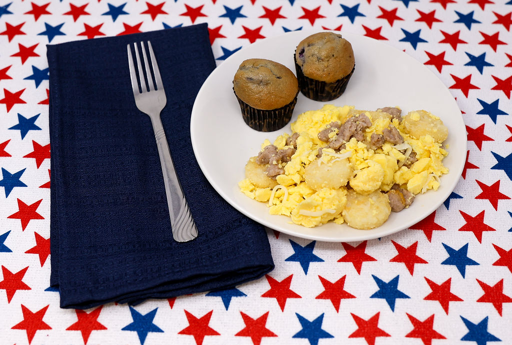 #12 - Breakfast Skillet, 2 Mini Blueberry Muffins