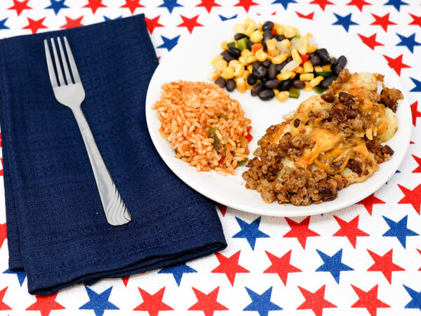 #17 - Taco Tots, Adobo Rice, Southwest Vegetables