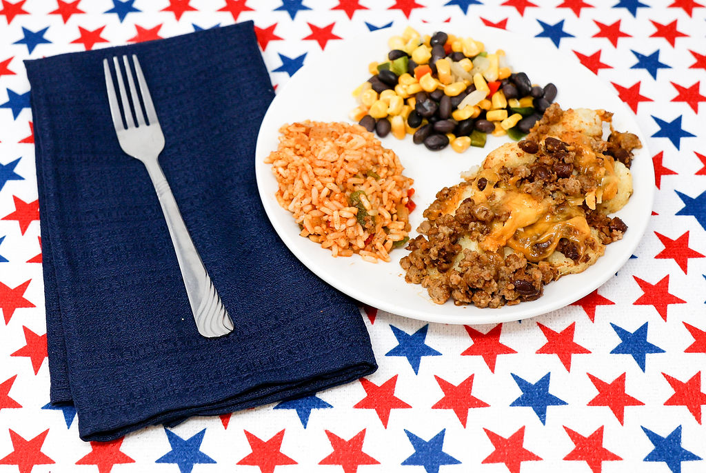 #17 - Taco Tots, Adobo Rice, Southwest Vegetables