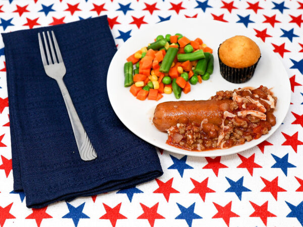 #06 - Chili Cheese Dog, Potato Stars, Mixed Vegetables