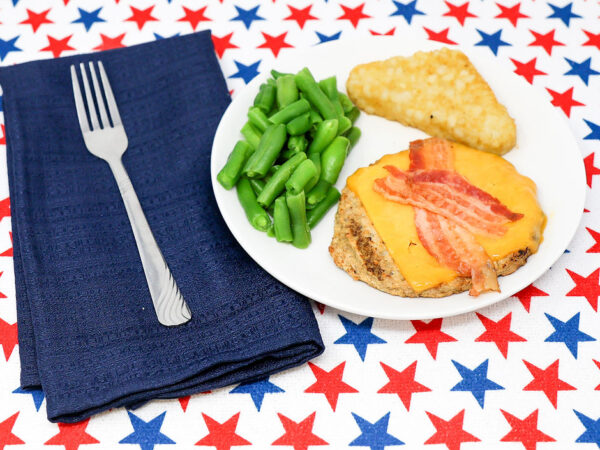 #20 - Bacon Turkey Cheeseburger, Hashbrown, Green Beans