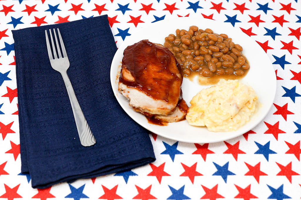 #05 - BBQ Pork Loin, Cheesy Hashbrowns, Baked Beans