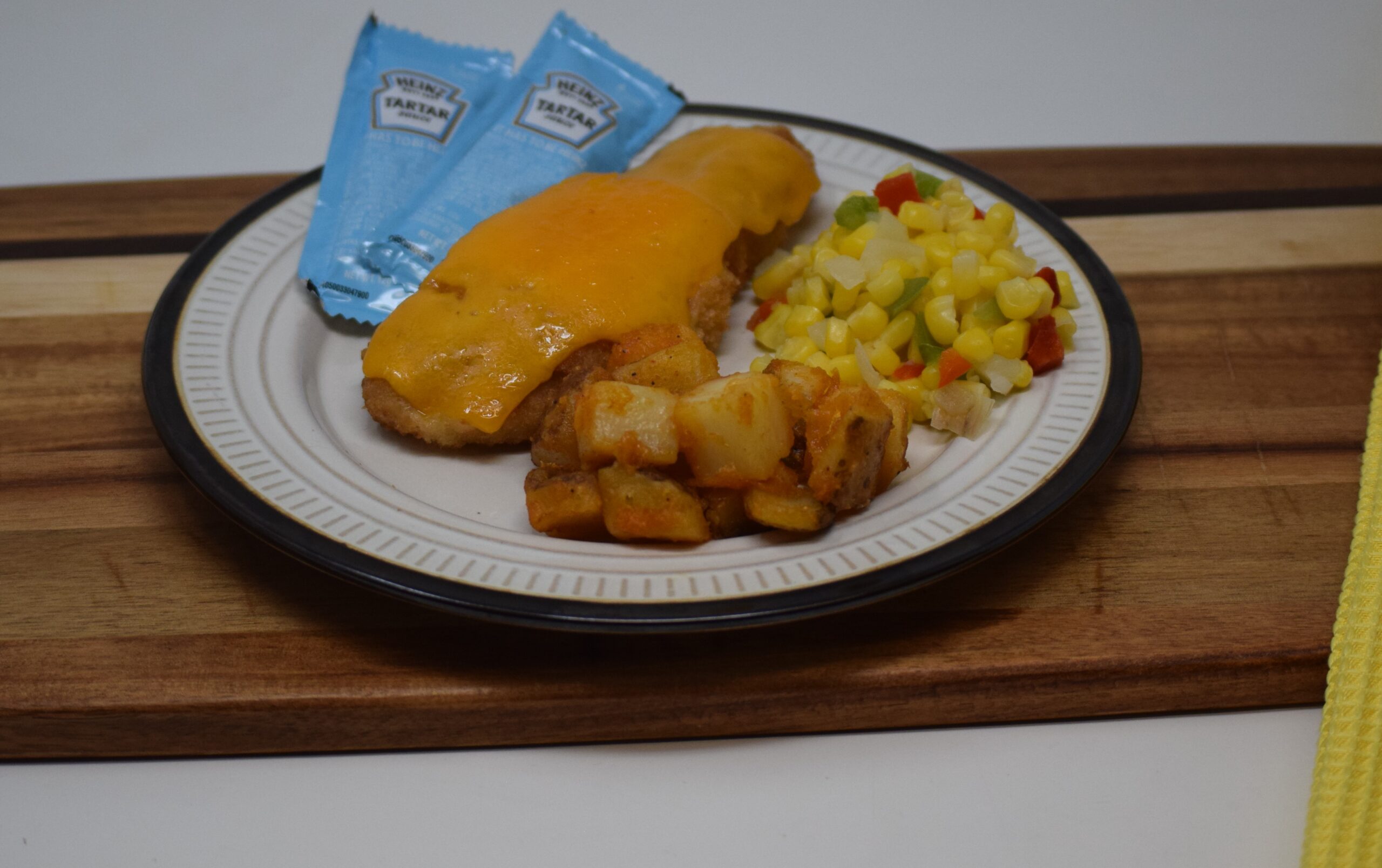 #15 - Breaded Fish Fillet, Tartar Sauce, Seasoned Potatoes, Chuckwagon Corn