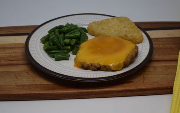 #16 - Chicken Cheeseburger Patty, Hashbrown Triangle, Green Beans