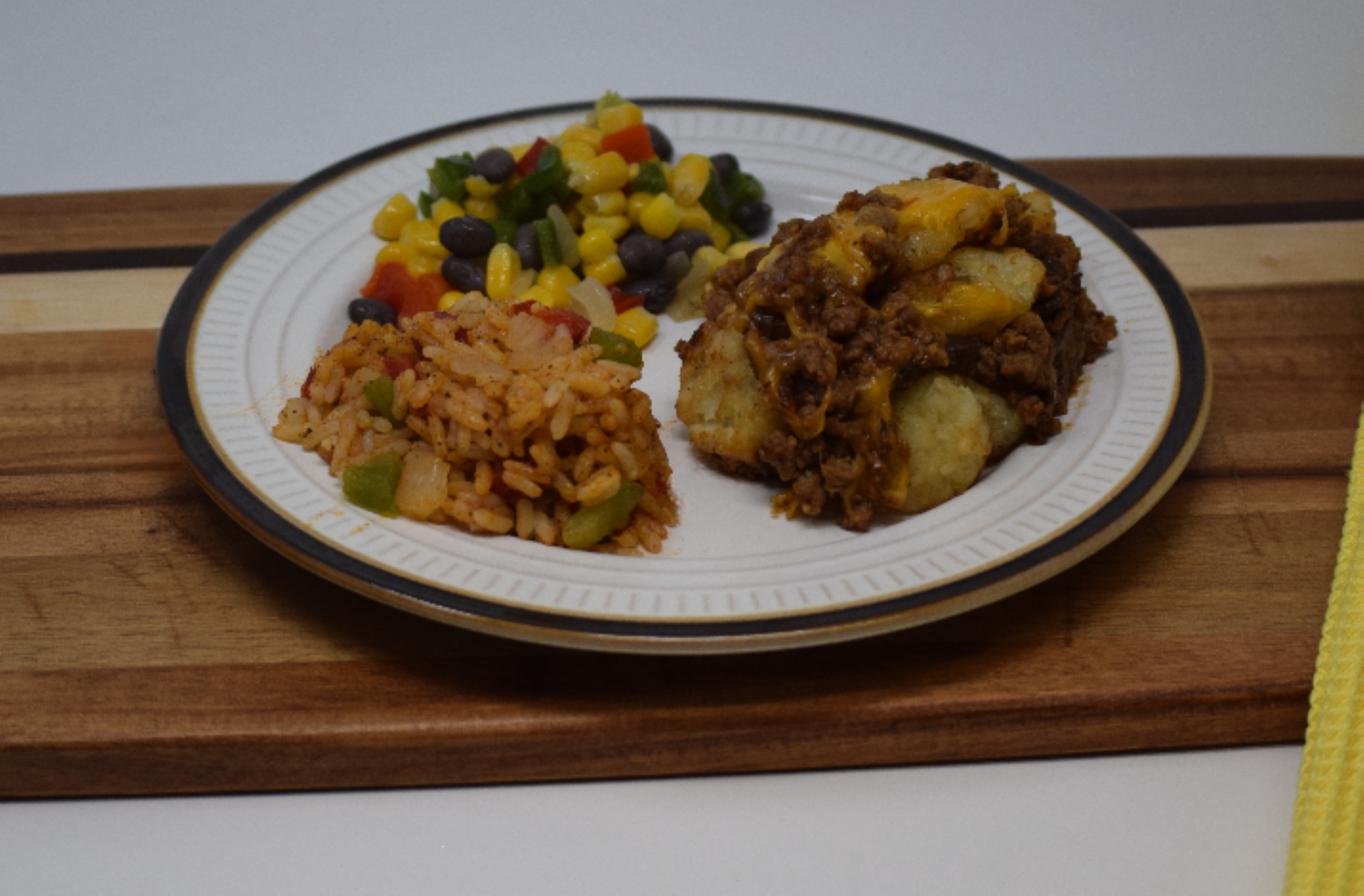 #12 - Taco Tots, Adobo Rice, Southwest Vegetables