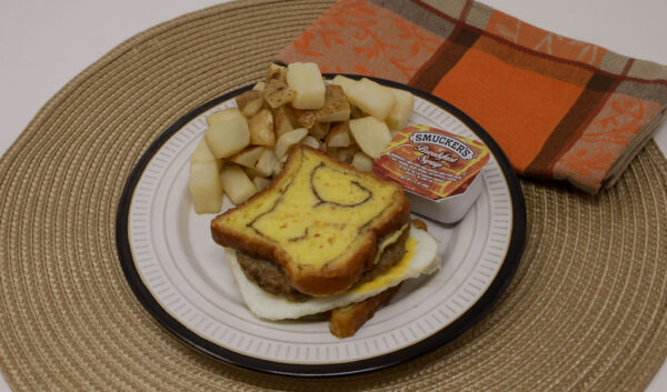 #18 - French Toast Breakfast Sandwich, Breakfast Potatoes