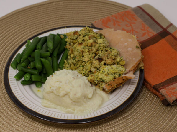 #02 - Turkey & Stuffing, Turkey Gravy, Redskin Mashed Potatoes, Green Beans