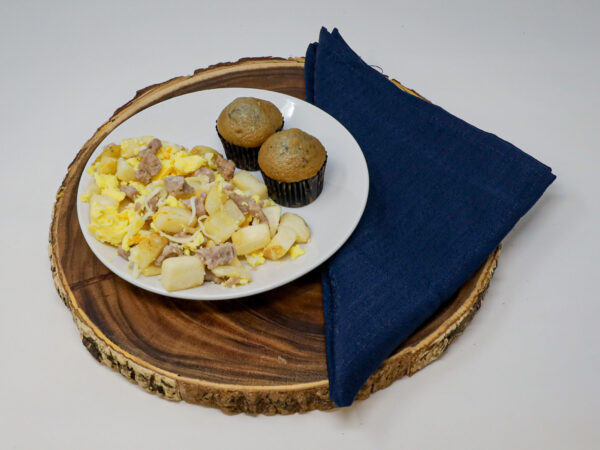#20 - Breakfast Scramble, (2) Mini Blueberry Muffins