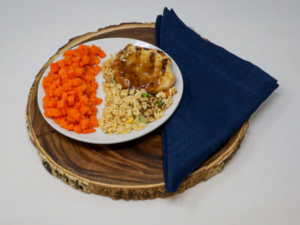 #11 - Honey Garlic Chicken on Rice, Diced Carrots