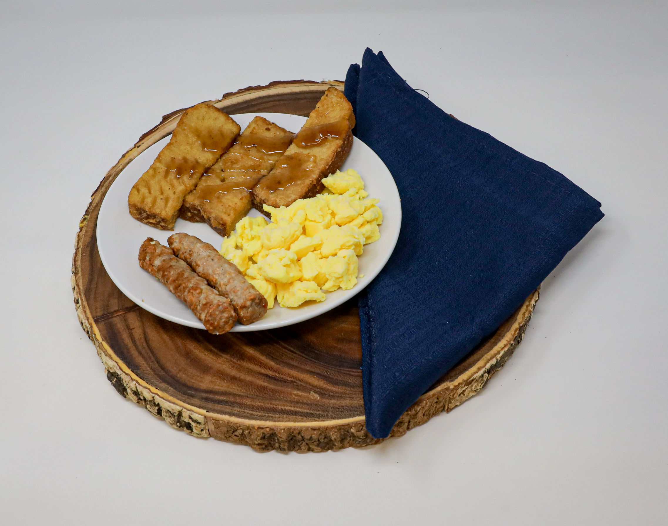 #19 - (3) French Toast Sticks, (2) Sausage Links, Scrambled Eggs, Maple Syrup